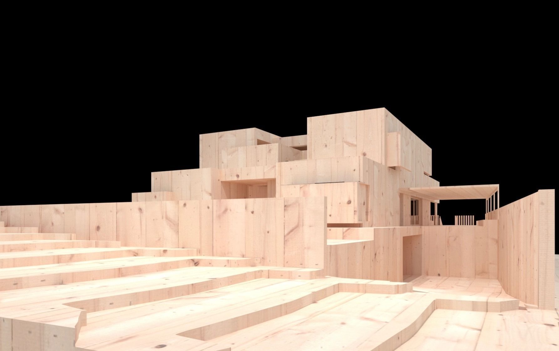 15 Estudio para la solución de la fachada a la calle - maqueta digital: Diego Gopar