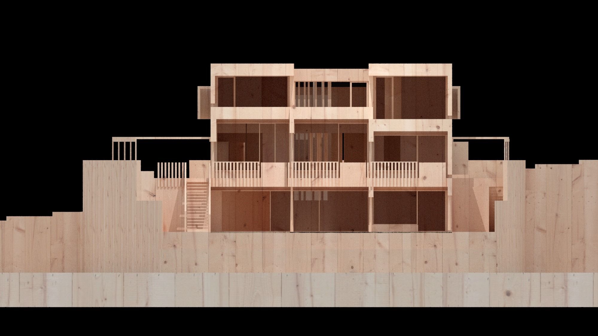 16 Estudio para la solución de la fachada al barranco - maqueta digital: Diego Gopar