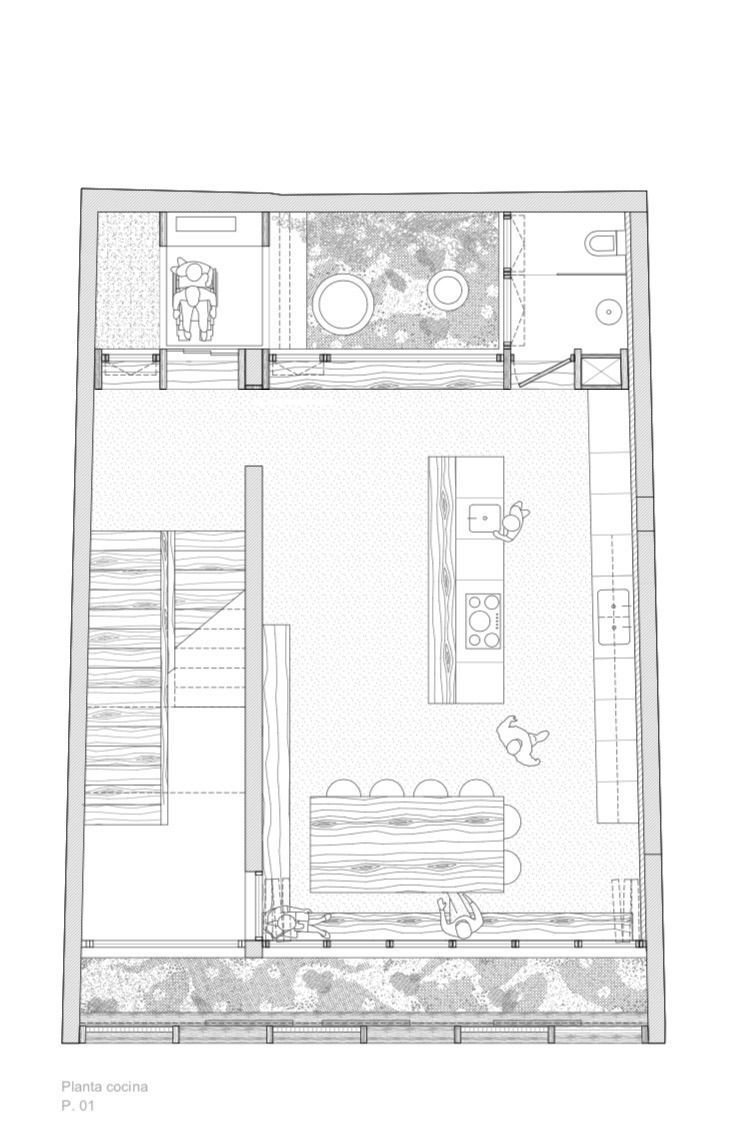 41 Planta primera: comedor / cocina