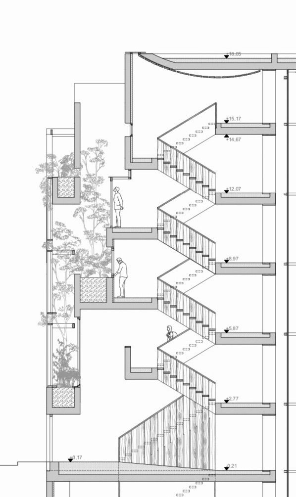 49 Sección transversal por las escaleras